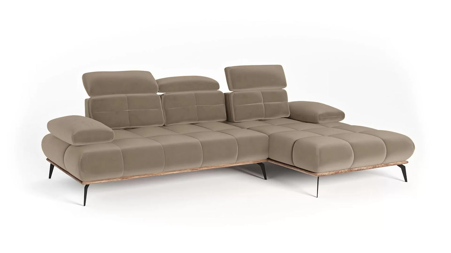 Narożnik Magnum prawy  beżowy ciemny welur ruchome oparcie