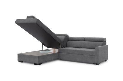 Narożnik Taremo z funkcją spania lewostronny szary