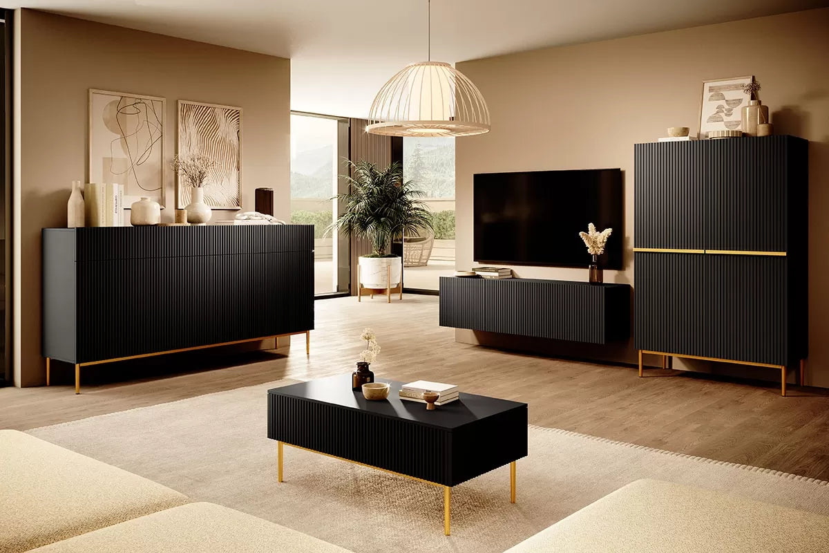 Kredens Nicole ryfla czerń złote nogi