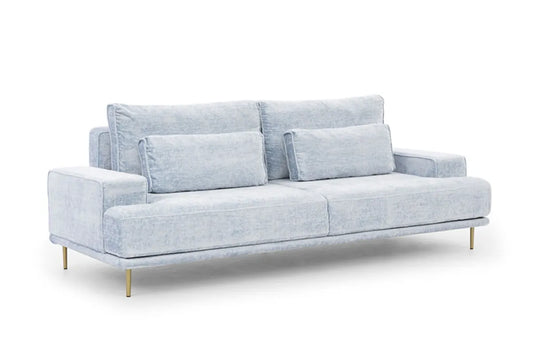 Sofa Nicole szenil błękitna złote nogi