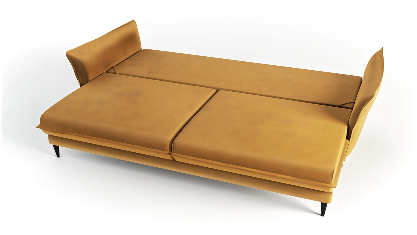 Sofa Optimus velvet musztardowa nowoczesny