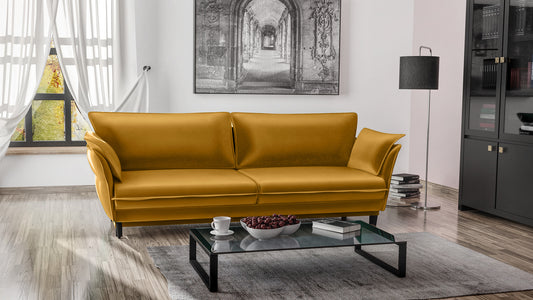 Sofa Optimus velvet musztardowa nowoczesny
