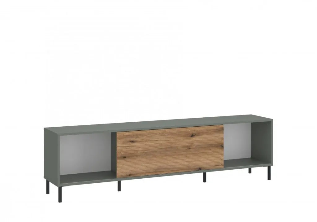 Szafka RTV Pozzi 180 nóżki metalowe szarozielona