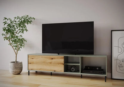 Szafka RTV Pozzi 180 nóżki metalowe szarozielona