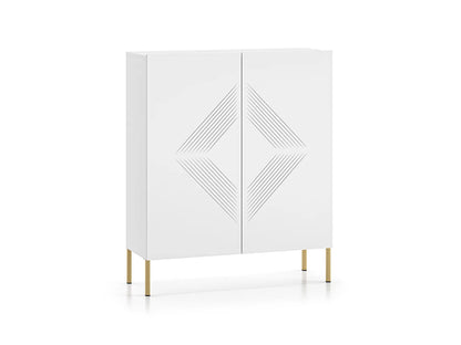 Komoda Clearing biała wysoka nóżki metalowe złote