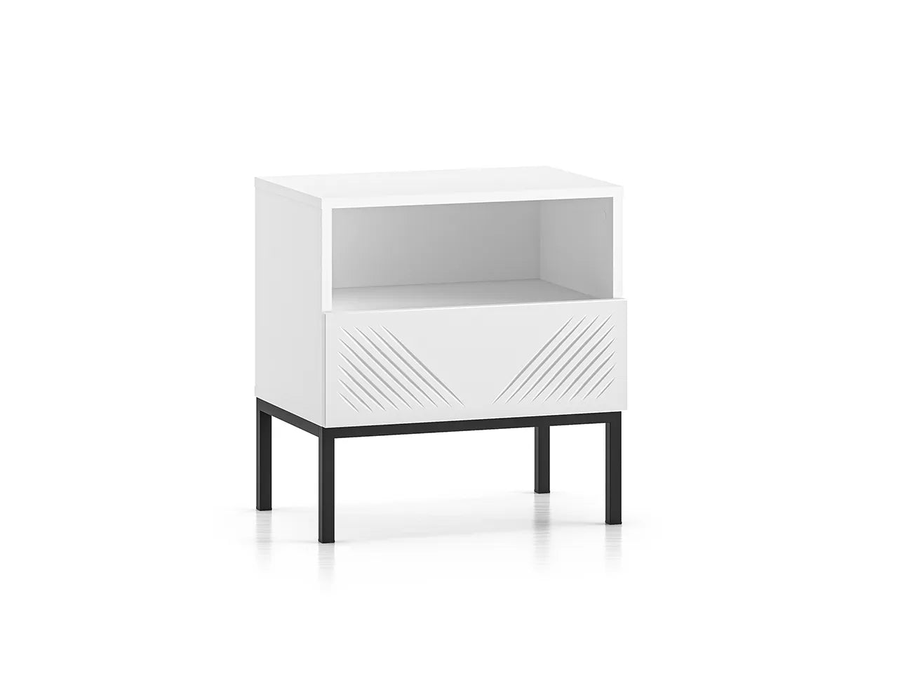 Szafka nocna Clearing biały mat podstawa czarna