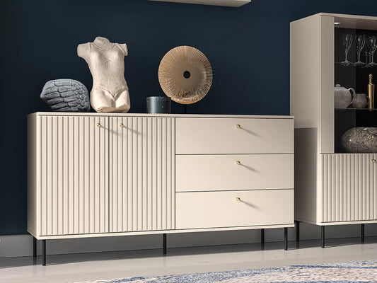 Komoda Sophie duża nowoczesna lamele cashmere