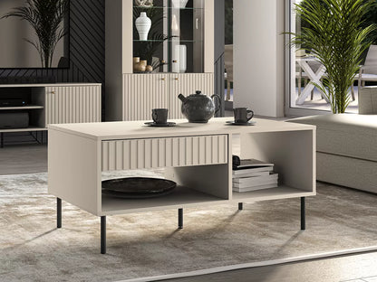 Stolik kawowy Sophie z szufladą cashmere nowoczesny