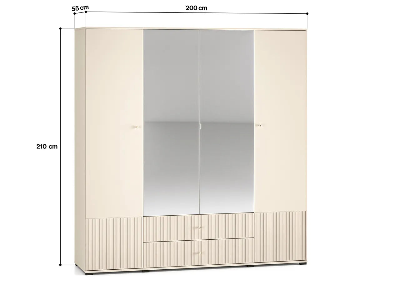 Szafa Sophie czterodrzwiowa nowoczesna kaszmir lustro