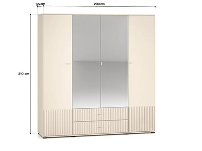 Szafa Sophie czterodrzwiowa nowoczesna kaszmir lustro