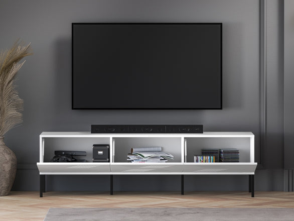 Szafka RTV Clearing biała metalowa czarne nóżki