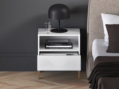 Szafka nocna Clearing biały mat nózki metalowe złote