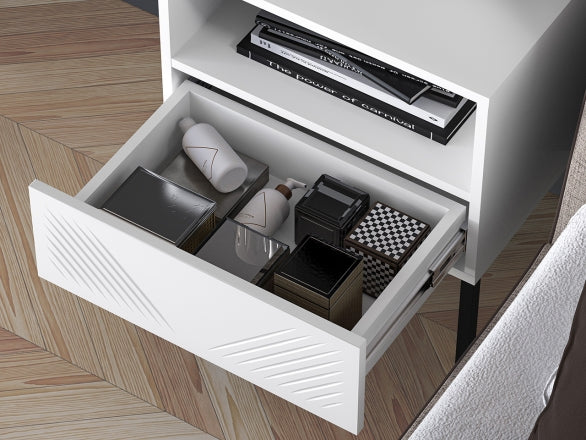 Szafka nocna Clearing biały mat nózki metalowe złote