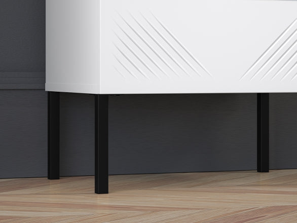 Szafka nocna Clearing biały mat nózki metalowe czarne