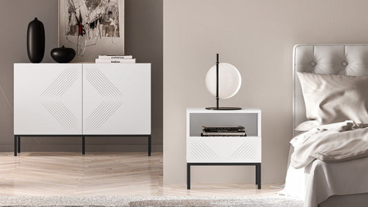 Szafka nocna Clearing biały mat podstawa czarna