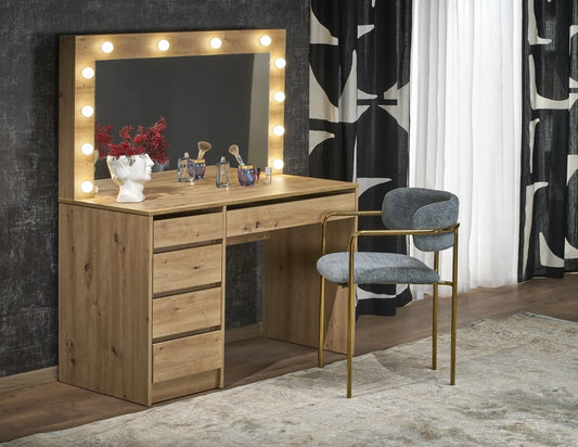 Toaletka Hollywood dąb artisan z oświetleniem szuflady