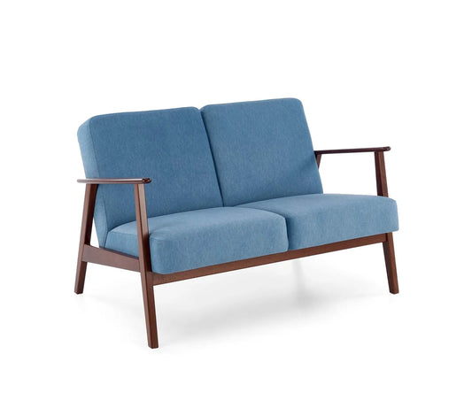 Sofa Milano 2os niebieska drewniane podłokietniki