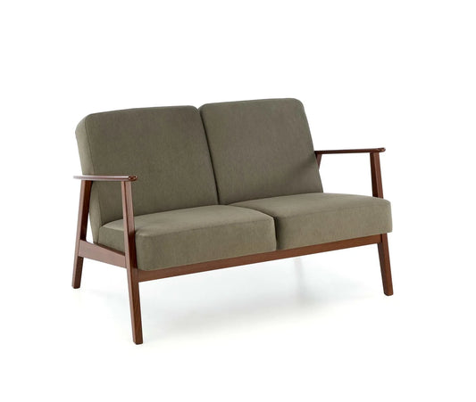 Sofa Milano 2os oliwkowa drewniane podłokietniki