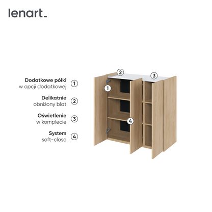 EASY EA-03 - komoda 3d z oświetleniem - dąb scandi/biały połysk