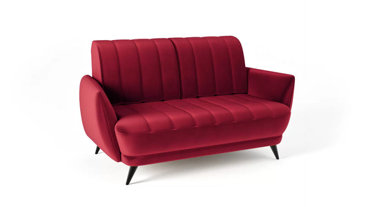 Sofa Roy czerwona velvet metalowe nogi