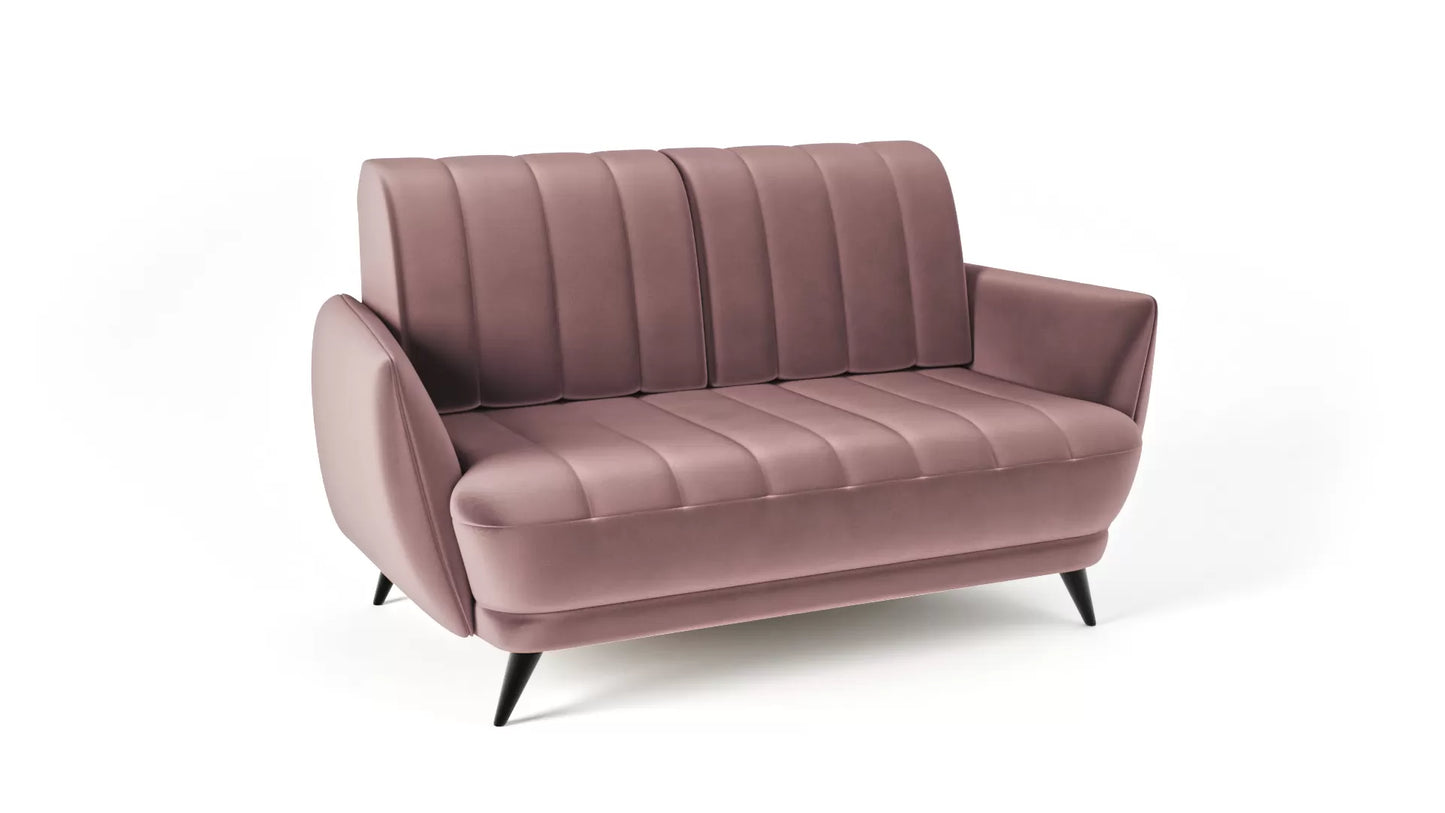 Sofa Roy pudrowy róż nowoczesna metal