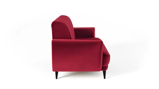 Sofa Roy czerwona velvet metalowe nogi
