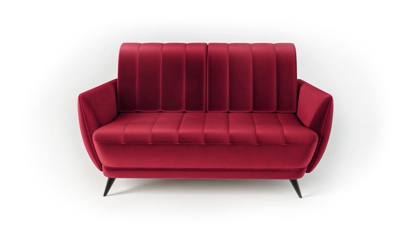 Sofa Roy czerwona velvet metalowe nogi