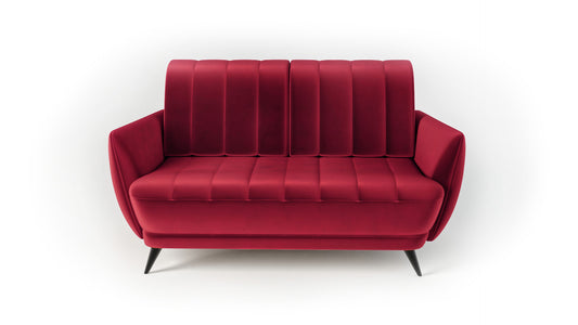 Sofa Roy czerwona velvet metalowe nogi