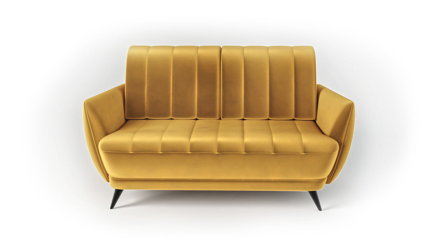 Sofa Roy velvet pikowana musztardowa