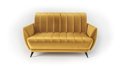 Sofa Roy velvet pikowana musztardowa
