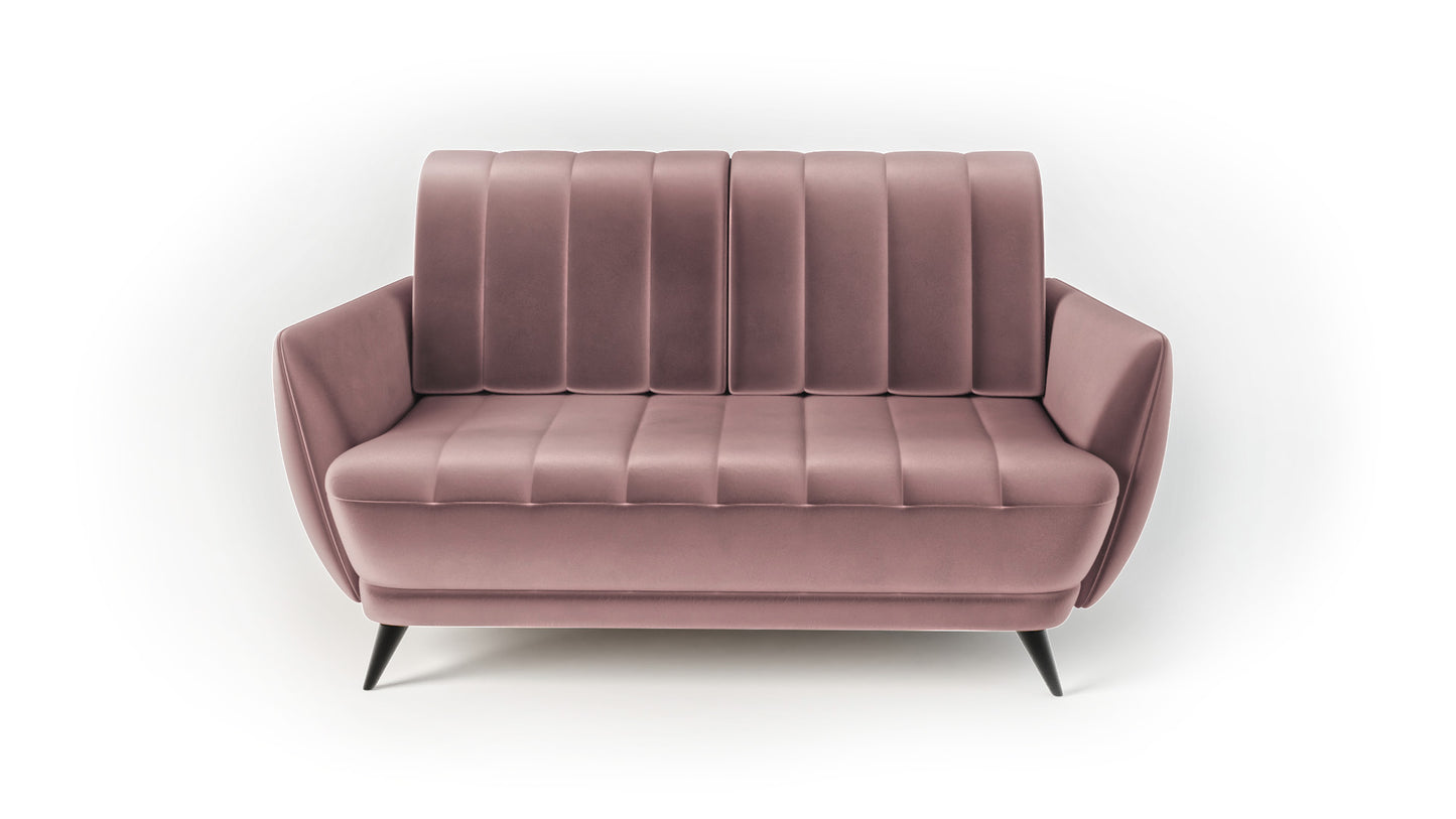 Sofa Roy pudrowy róż nowoczesna metal