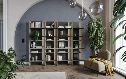 FITT FL-01L - regał lewy z oświetleniem - metalic ciemny/metalic jasny