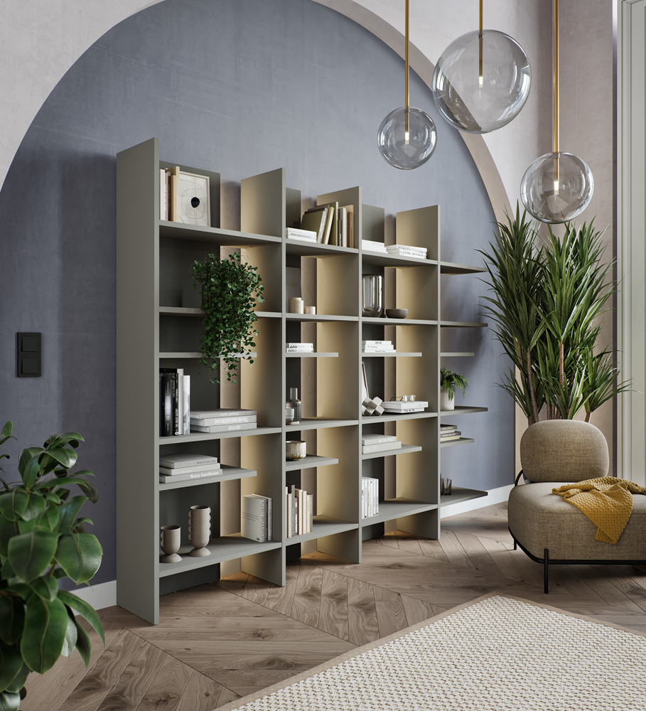 FITT FL-01L - regał lewy z oświetleniem - metalic ciemny/metalic jasny