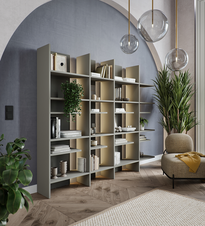 FITT FL-01L - regał lewy z oświetleniem - metalic ciemny/metalic jasny