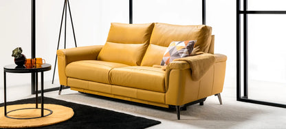 Sofa Verbena zółta skórzana stelaż włoski