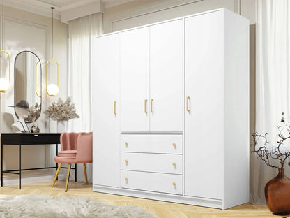 Szafa Retro czterodrzwiowa biała złoto