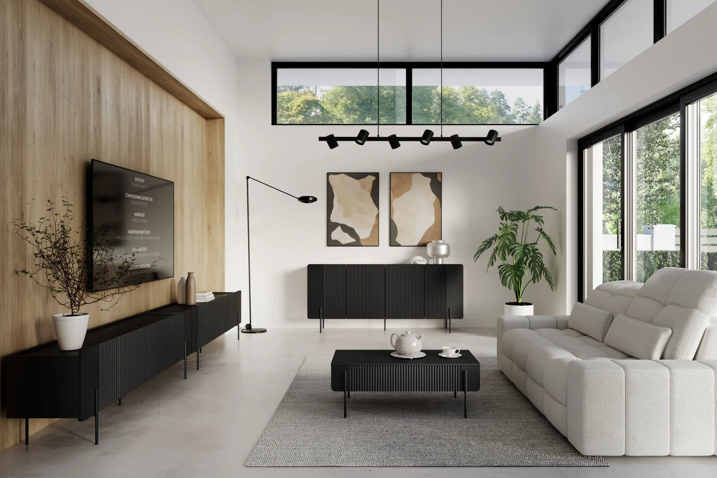 Szafka RTV Malmi 200 czarna metalowe nóżki