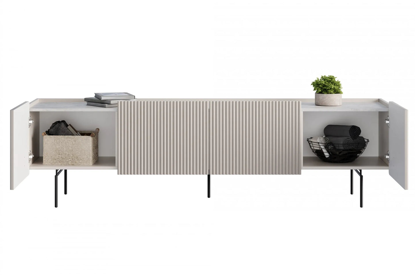 Szafka RTV Malmi 200 cashmere czarne nóżki