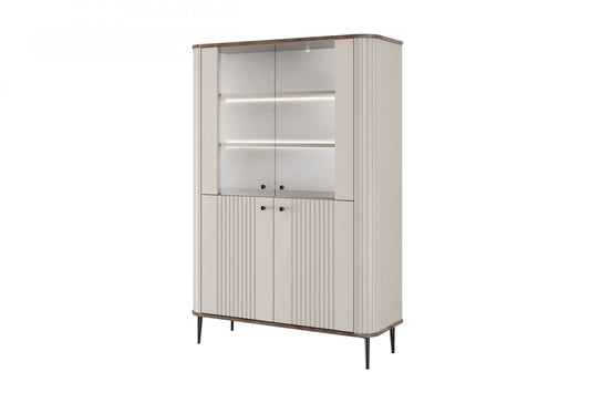 Witryna Vesper orzech cashmere czarne nogi dwudrzwiowa