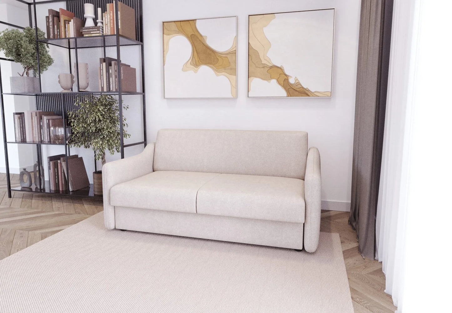 Sofa Mario stelaż włoski beżowa kanapa rozkładana