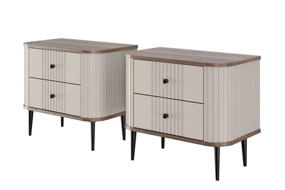 Szafki nocne Vesper cashmere czarne detale orzechowy blat