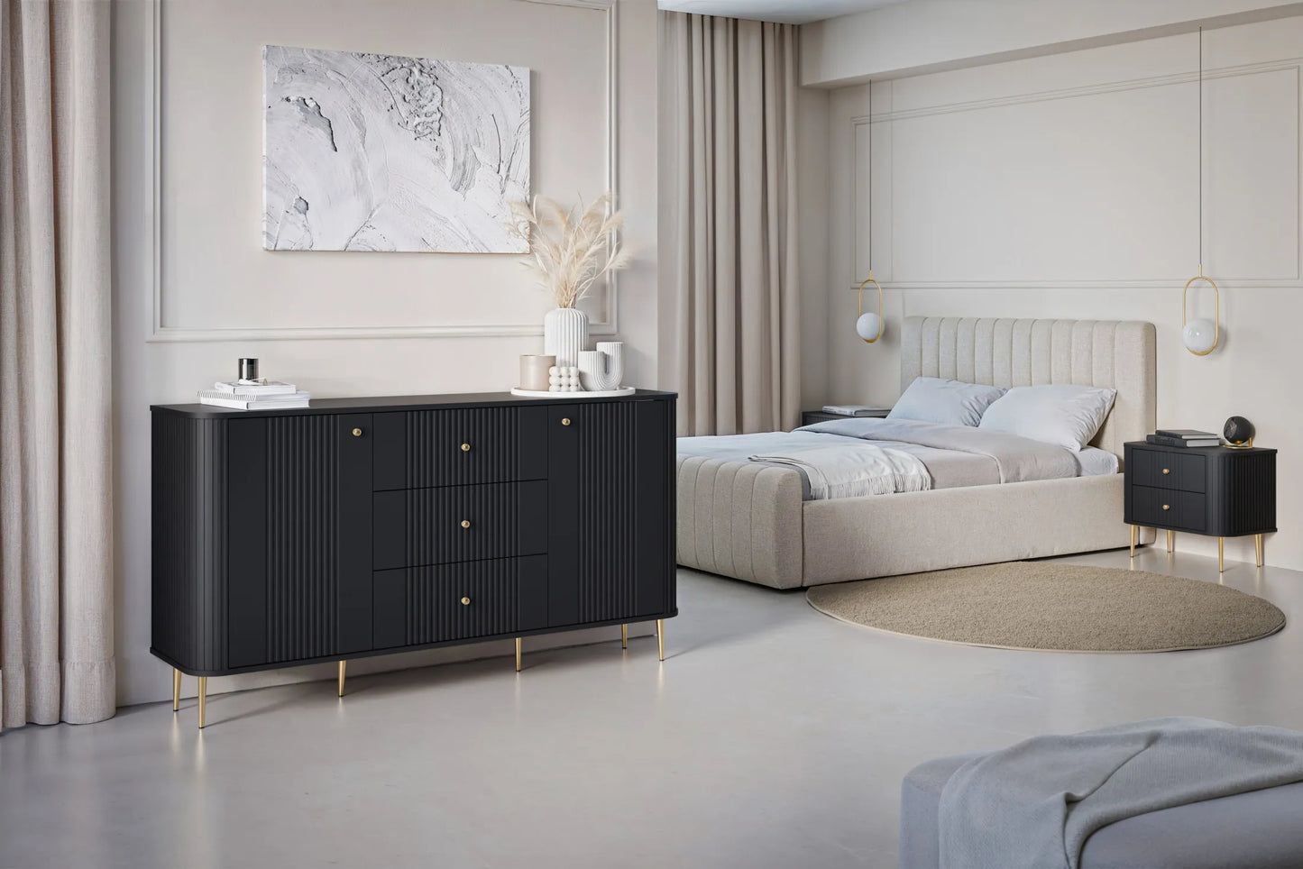 Szafki nocne Vesper czarne złote detale