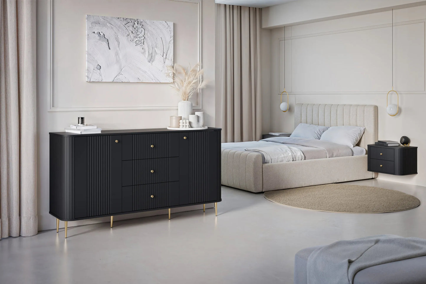 Szafki nocne Vesper wiszące czarne ze złotem