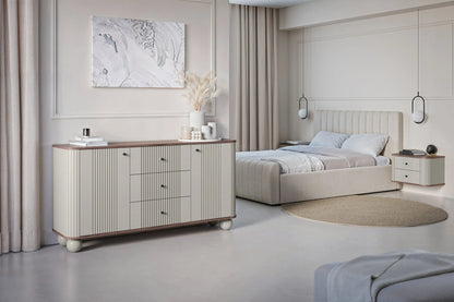 Szafki nocne Vesper wiszące orzech cashmere detale czarne