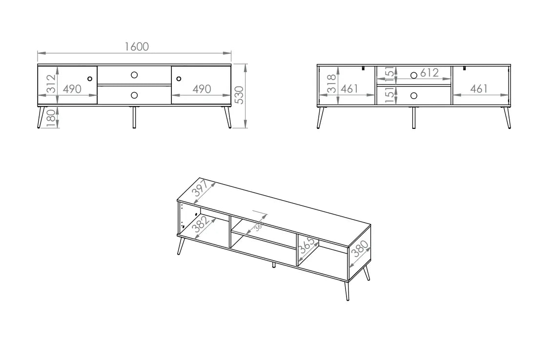 Szafka RTV Manama kaszmirowa złote nóżki