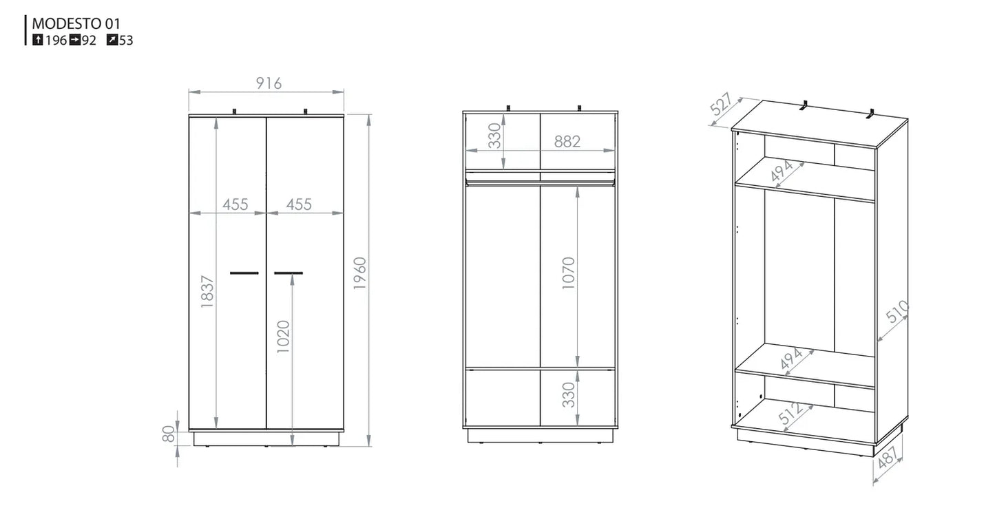 Szafa Modesto dwudrzwiowa dąb