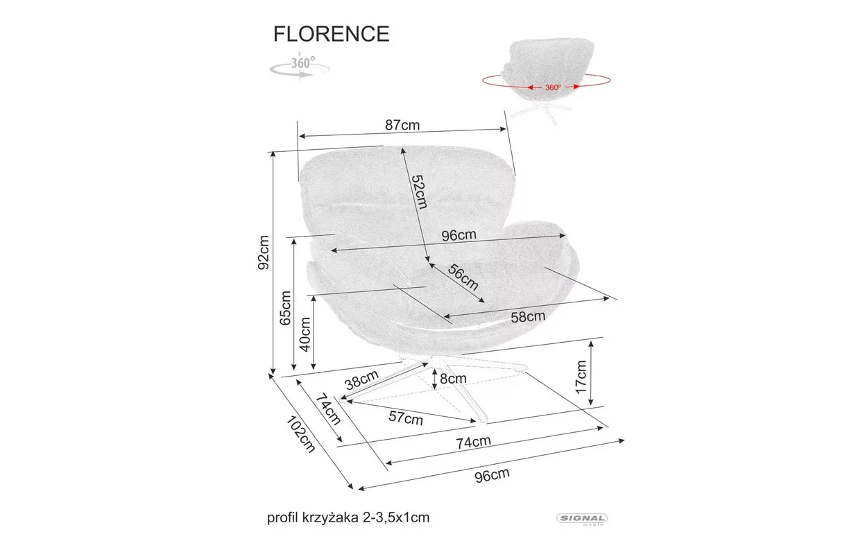 Fotel Florence Raven szary obrotowy